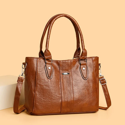 New Soft Leather Handbag For Women Vintage Shoulder Tote Bag Luxury Designer Ladies Large Capacity Purse Commute Bags Sac A Main