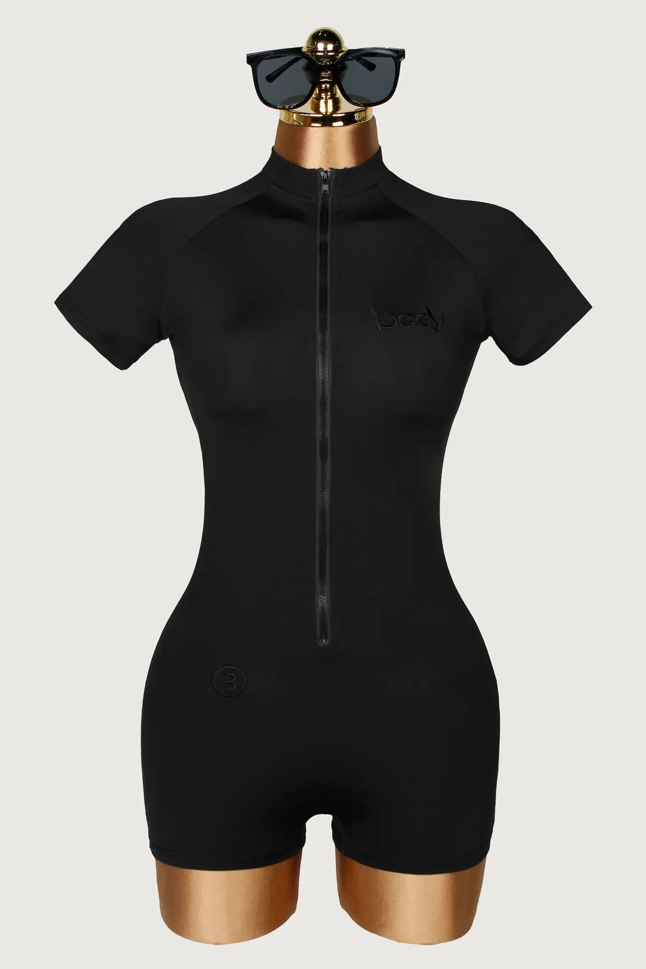 STYLISH LADY Embroidery Yoga Workout Bodysuit 2026 Summer Women High Stretch Zip Front Short Sleeve Sports One Piece Romper