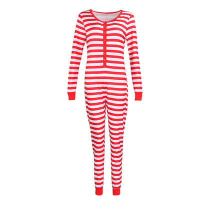 Sexy Christmas Pajamas Romper Women Y2k Stripe Printing Long Sleeve Bodycon 1 Piece Jumpsuit Ugly Christmas Pjs Sleepwear