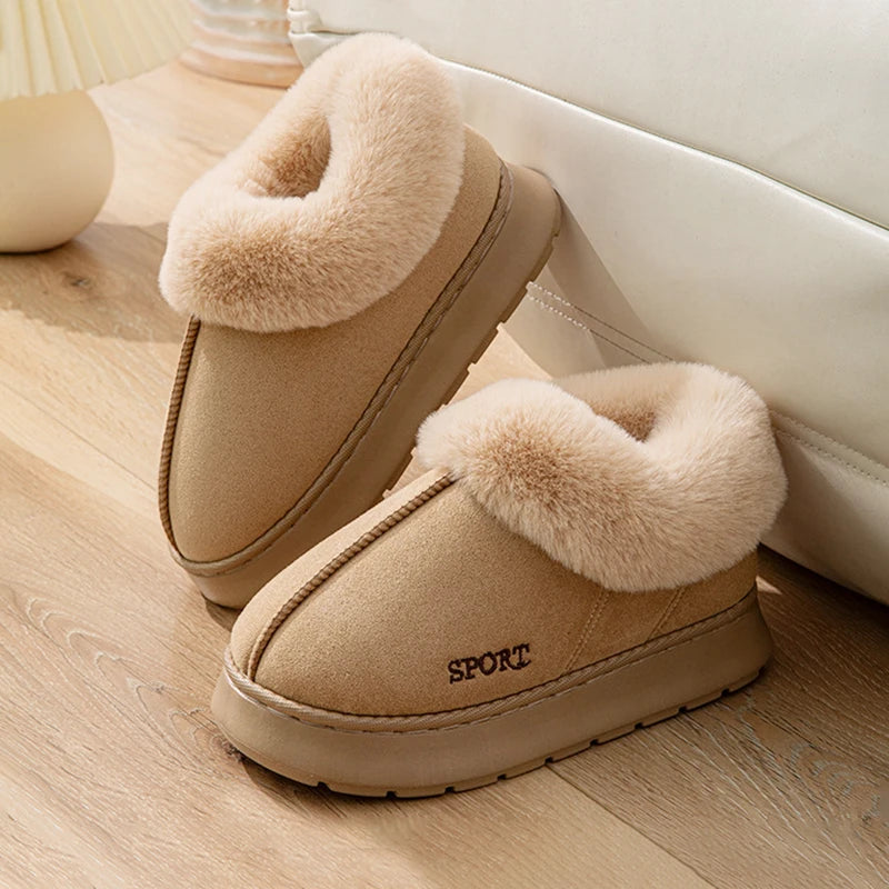 Fluffy Ankle Boots Female Winter Luxury Designer Woman Shoes Elegant Plush Women's Slippers Home Fuzzy Fur Slides Snow Booties