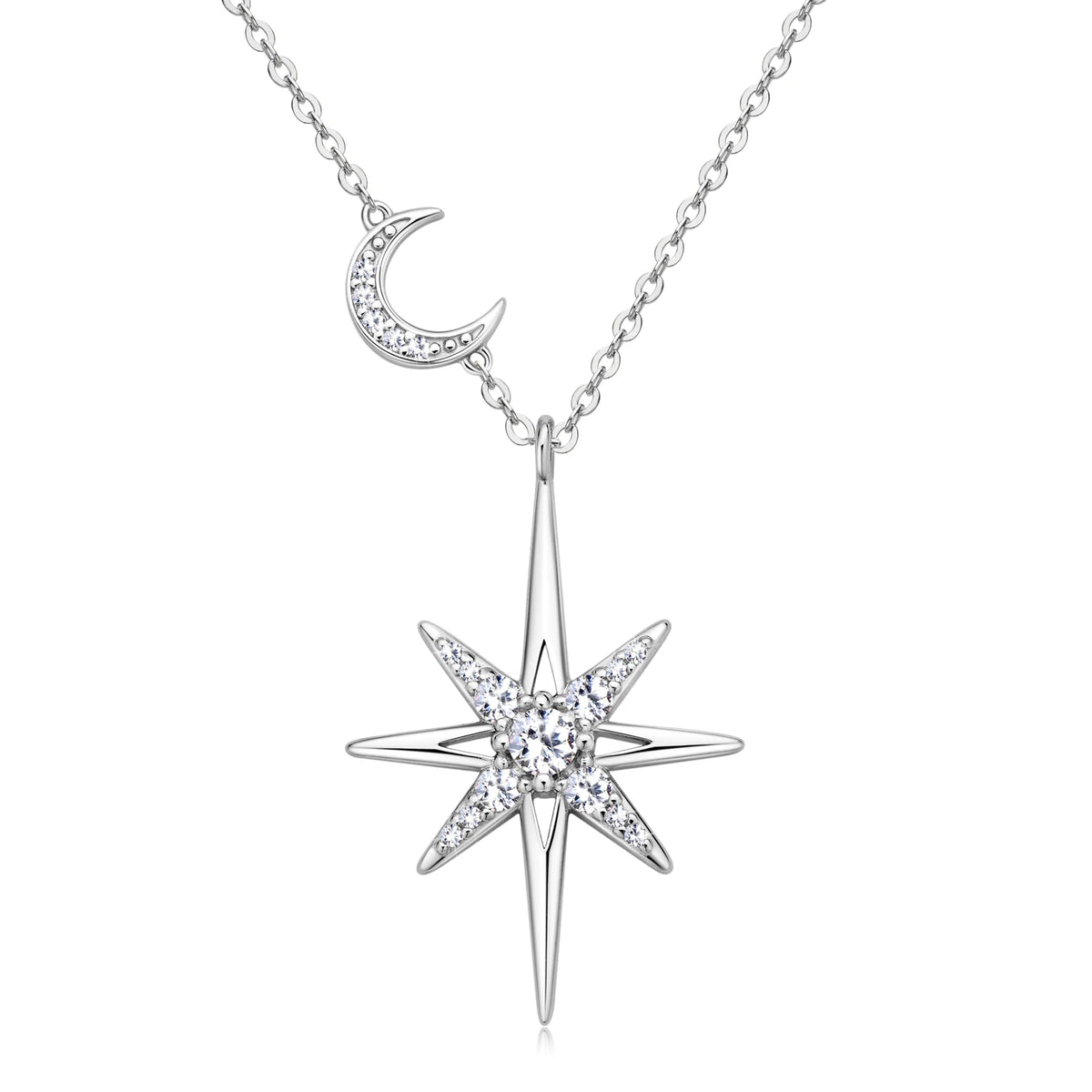 100% 925 Silver Full Moissanite Necklace for Women 18K Gold Plated Star&Moon Pendant Necklace Choker Chain Fine Jewelry Gifts