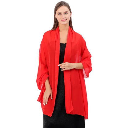 Pure Color Chiffon Shawls for Evening Dresses Women Wedding Evening Party Capes Scarves Summer Beach Towel Sunscreen Shawl