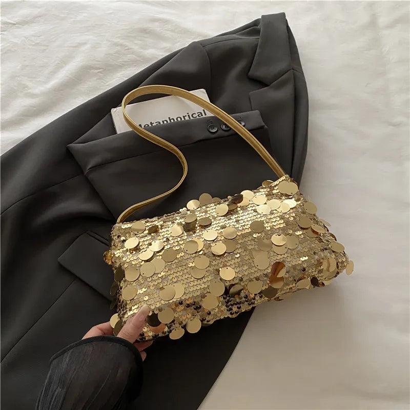 Sequin Evening Party Shoulder Bags for Women Lightweight Portable Ladies strap Crossbody Bag Solid Color fashion Female Handbag