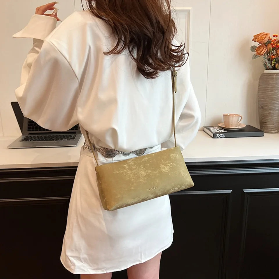 AMYMANG Women Small PU Leather Design Square Underarm Shoulder Bag 2026 New Trendy Crossbody Bag Female Handbags and Purses
