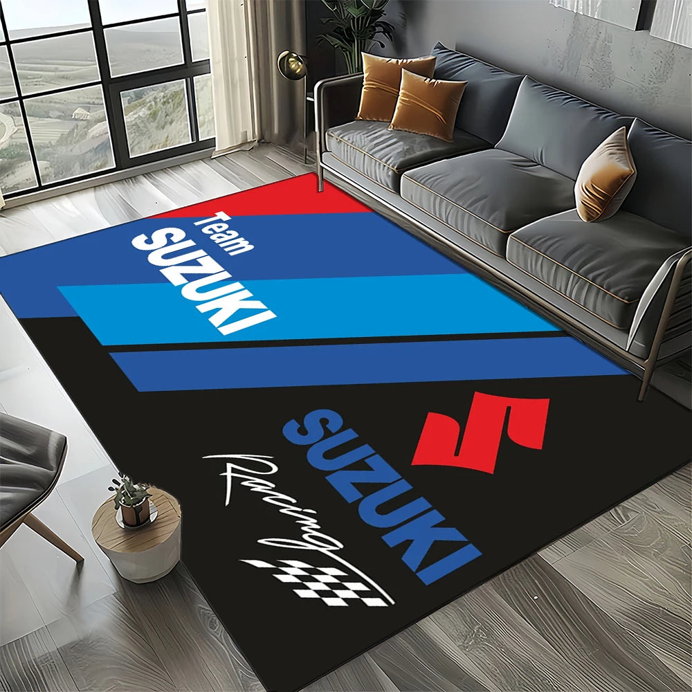 2025 Racing Car S-SUZUKI Logo Motorcycle Carpet Rug for Bedroom Living Room Home Sofa Decoration,kids Play Decor Floor Mat Gift