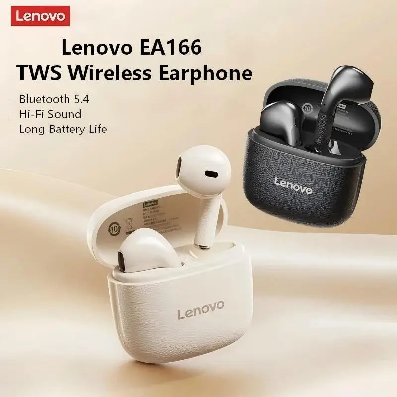 Original New Lenovo TWS Earphones EA166 Bluetooth V5.4 True Wireless Headphones Hi-Fi Sound Waterproof Headset Leather Texture