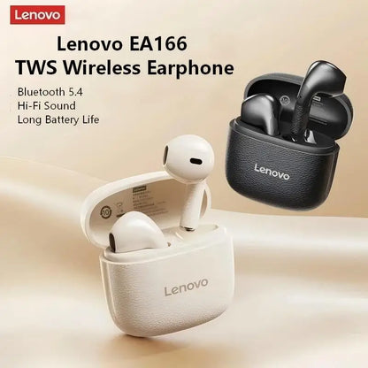 Original New Lenovo TWS Earphones EA166 Bluetooth V5.4 True Wireless Headphones Hi-Fi Sound Waterproof Headset Leather Texture