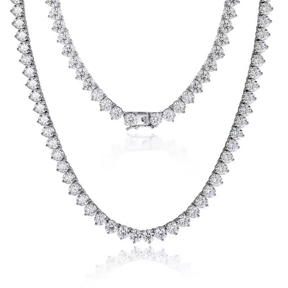 KNOBSPIN 3 Claw D VVS1 Moissanite Tennis Necklace 3/4/5mm GRA Certified Lab Diamond Solid s925 Silver GRA Necklace for Women Man