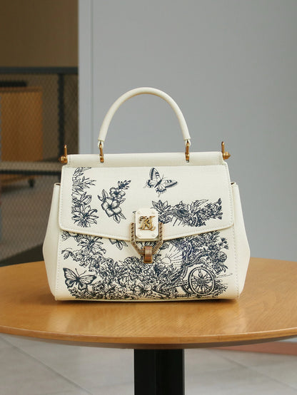 New fashion 2026 luxury handbag high quality niche design high sense embroidery western style small square bag with double-sided