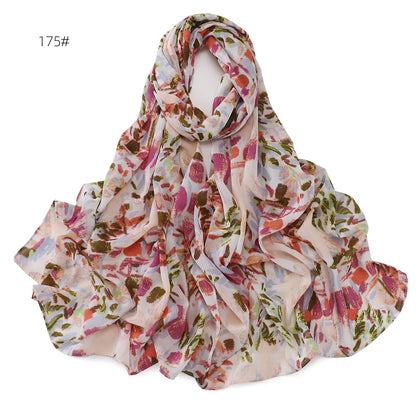 66 Colors Pearl Chiffon Printed Hijab Scarf New Fresh Small Floral Polka Dot Sunscreen Silk Scarf Shawl Turbans for Women Hijabs