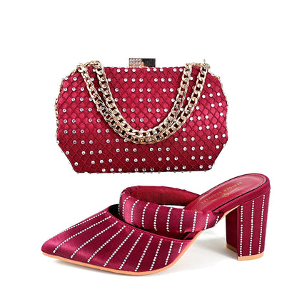 2024 Newest Hot Selling Gold Color Platform Design Peep Toe Ladies Shoes Matching Bag Set For Mature Women Party Pump  TR1-2