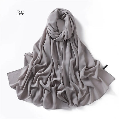 70*180cm Muslim Chiffon Hijab Shawls Scarf Women Solid Color Head Wraps Women Hijabs Scarves Ladies Foulard Femme Muslim Veil