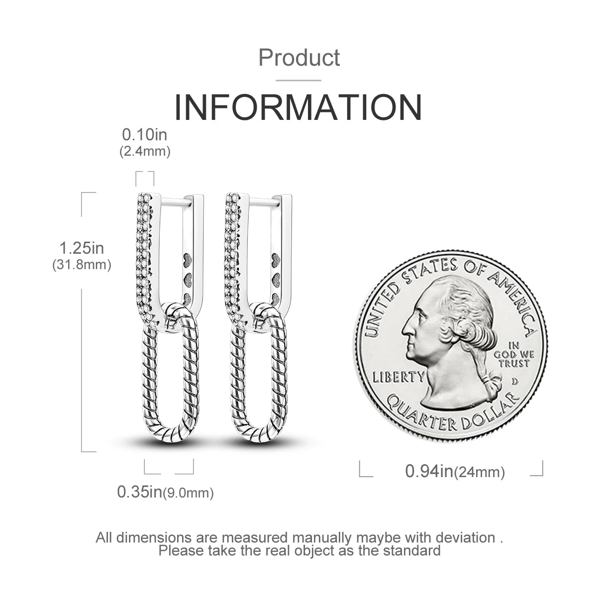 925 Sterling Silver Original Hoop Earring For Woman Luxury  Pendientes Wedding Jewelry Gift