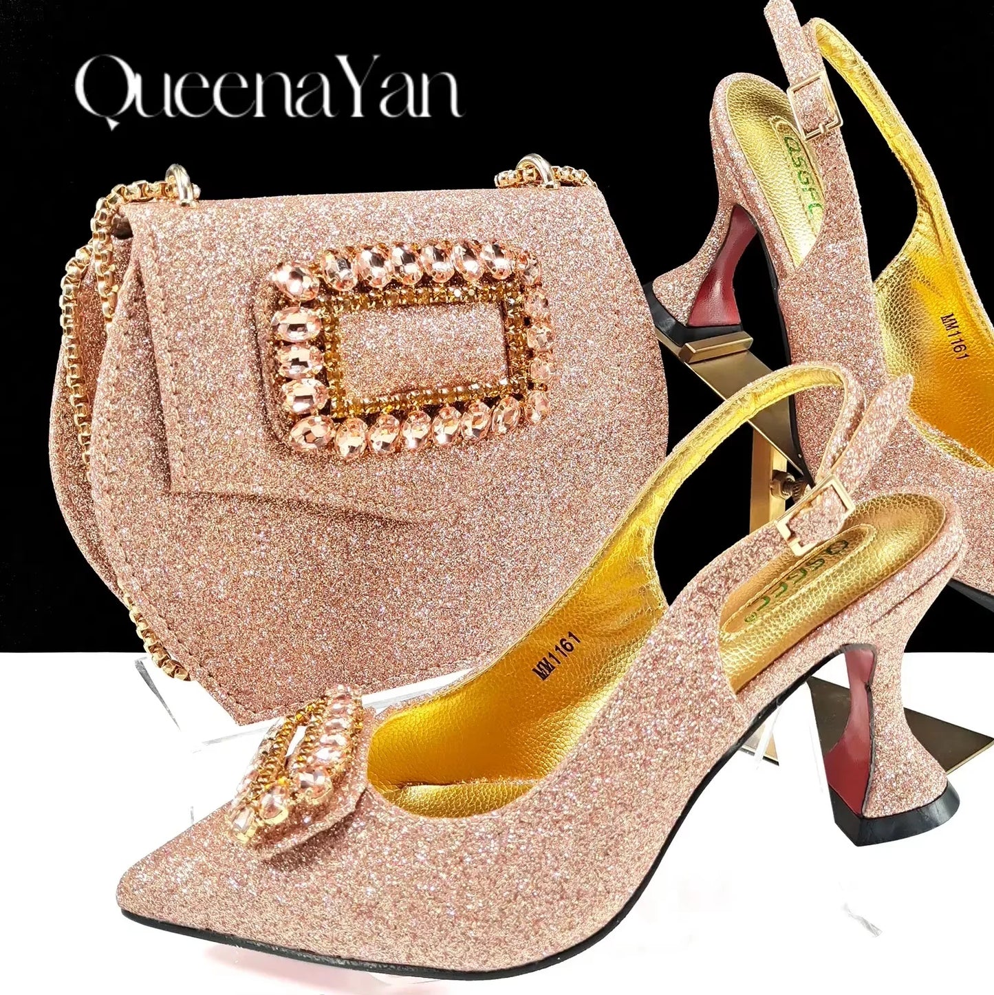 QUEENA YAN INS-Inspired Elegant Women’s High Heels and Bag African Wedding Party Shoes and Bag–Fashionistas Exclusive Products