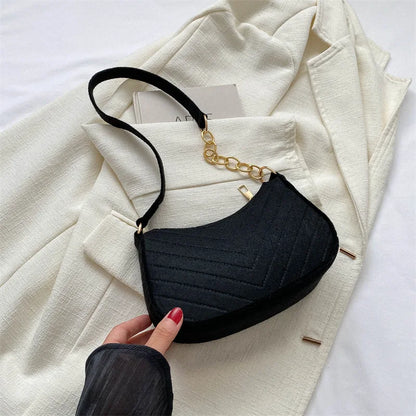 Mini Shoulder Bags for Women Fashion Felt Women's Bag Design Advanced Underarm Handbags Beautiful Purses Crescent SaddleBag 2025