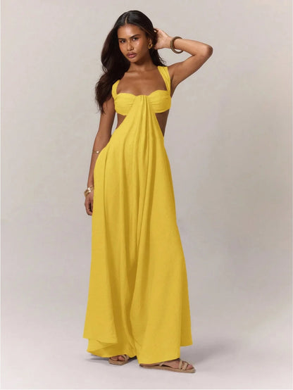 2026 Backless Jumpsuits For Woman Jumpsuit Sling Hollow Out Slim Solid Color Sleeveless Casual Elegant Temperament Simple Style