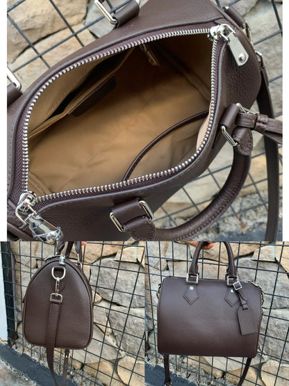 Genuine Grade Leather Women's Shoulder Crossbody Bag Luxury Designer Brand Female Handbag Fashion Soft Cowhide Ladies Boston Bag
