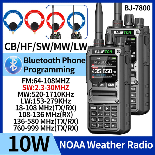 1/2PCS BAJETON BJ-7800 Walkie Talkie 10W AM/FM Bluetooth Phone Programming Long Range SW MW LW AM SSB CB For RT-920 Ham Radio