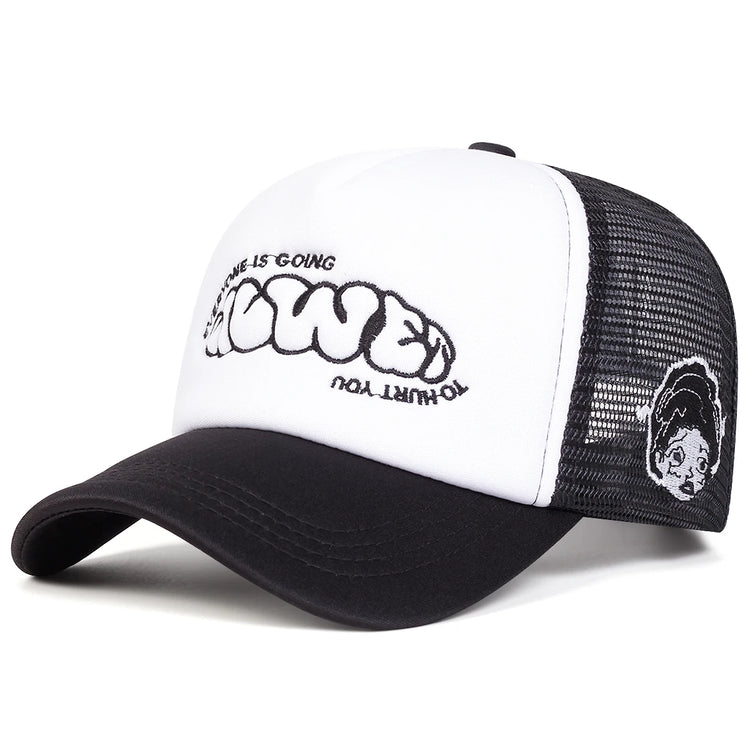 Unisex EVERYONE IS GOING Letter Embroidery Baseball Net Caps Adjustable Casual Hats Spring and Summer Outdoor Sunscreen Hat