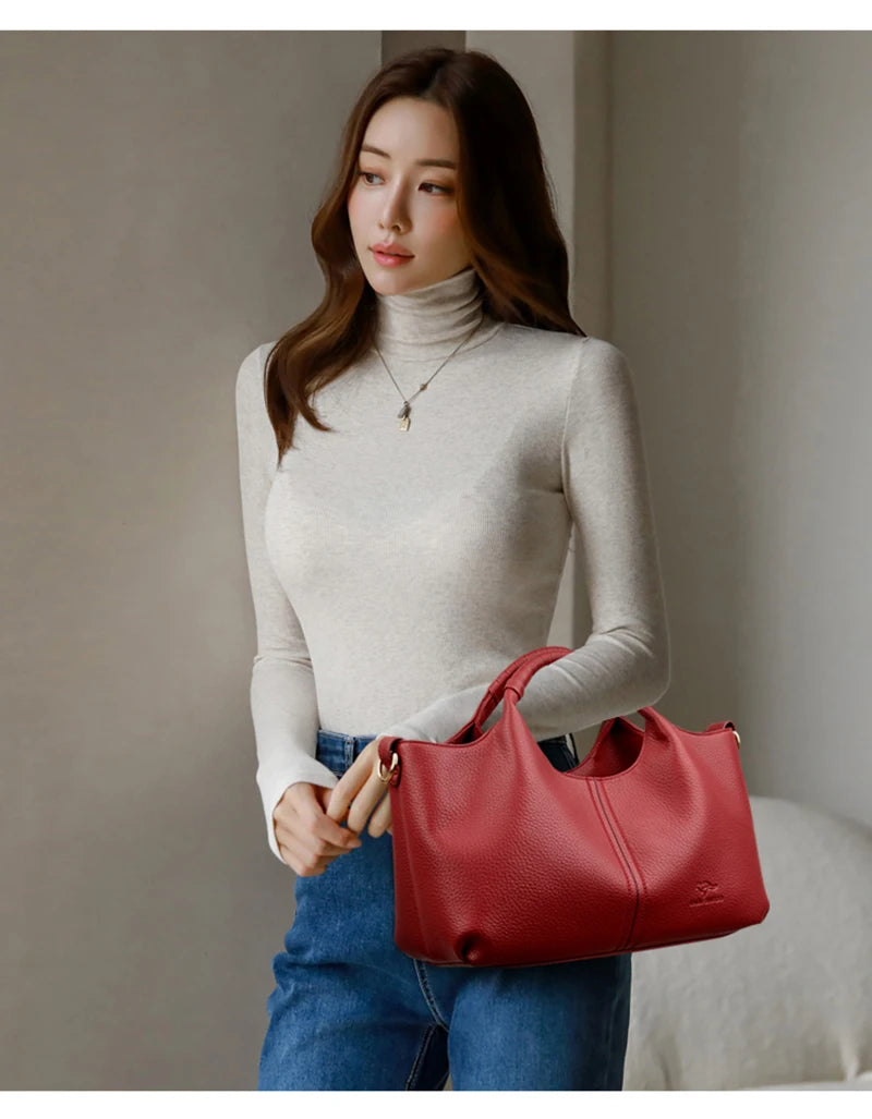 Authentic Leather Tote Bag Luxury Large Capacity Women's Single Shoulder Diagonal Crossbody Bags Fashion Simple Female Handbag