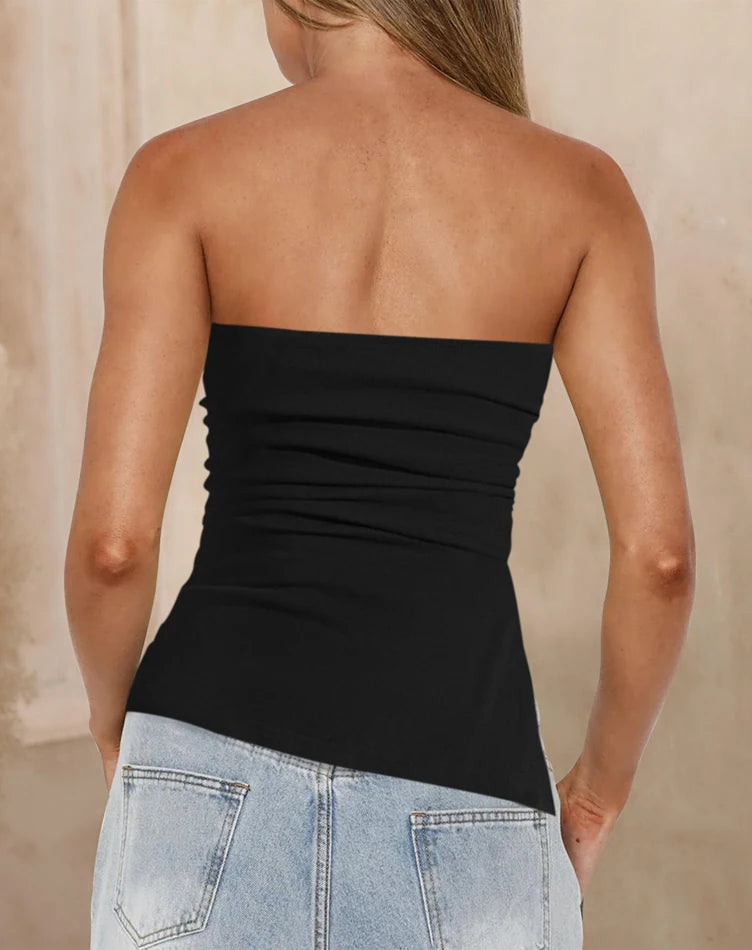 2025 Spring and Summer New Women's Sleeveless Vest Fashion Spice Girls Sexy Tops Y2K Style Slit Breasted T-Shirt