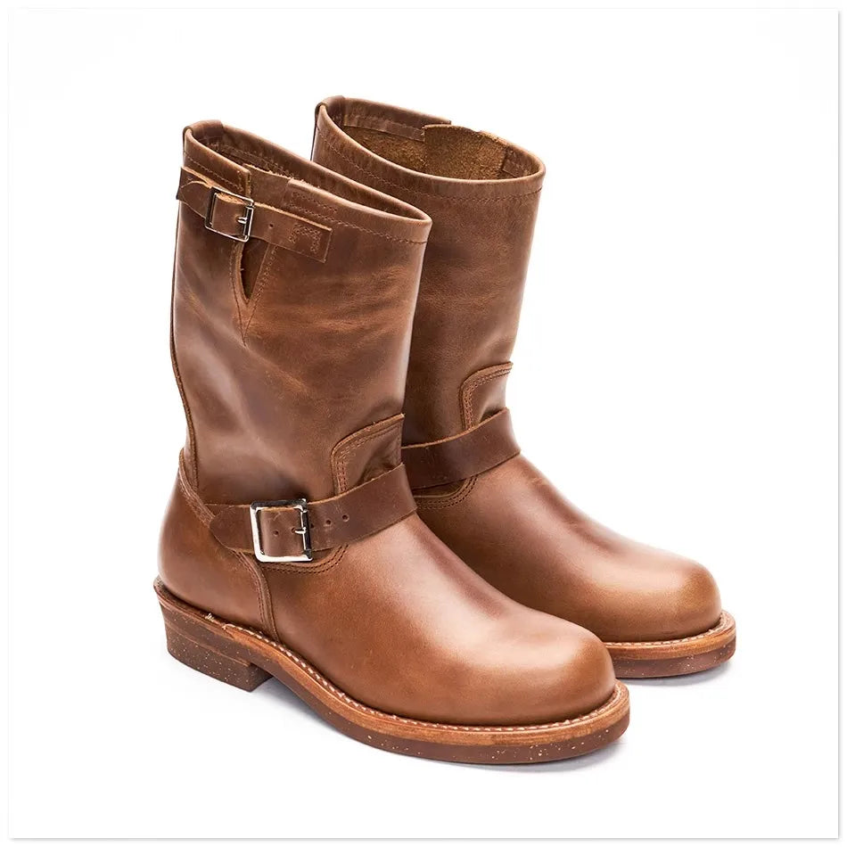 KOWM Cowhide Hiking shoes trekking boots men Engineer's boots workwear goodyear shoes trendy ankle shoes walking casual sneakers