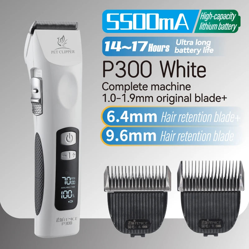 Fenice Cordless Rechargeable Pet Clipper Low Noise Professional Pet Hair Cutting Machine Grooming Trimmer Shaver Kit for Animals