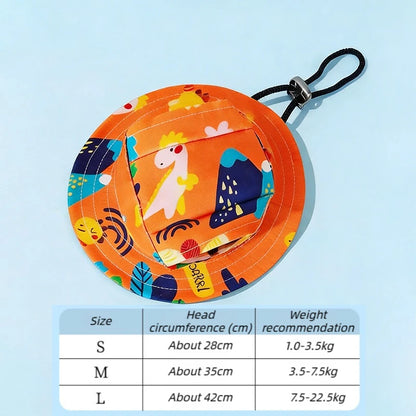 Adjustable Dog Hat Cute Print Cap for Puppies and Small Breeds, Pet Sun Protection Hat for Walking Outdoor Activities