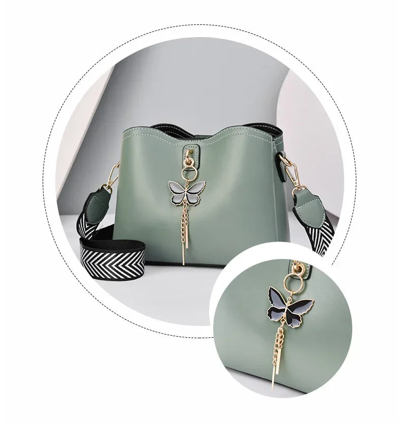 2025 Women White Handbag New Designer Butterfly Tassel PU Leather Messenger Bags Ladies Crossbody Female Tote Shoulder Bag