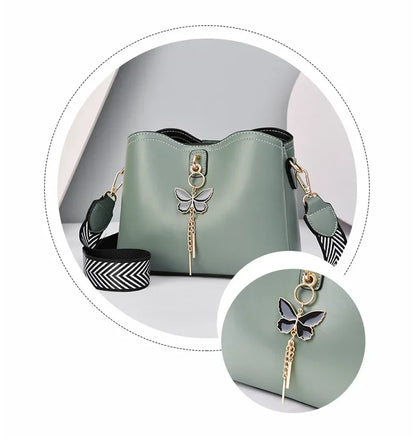 2025 Women White Handbag New Designer Butterfly Tassel PU Leather Messenger Bags Ladies Crossbody Female Tote Shoulder Bag