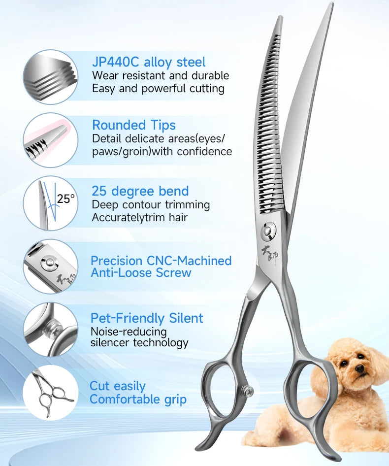 Fenice Master Series 7.25 Inch Multi-Functional Pet Dog Grooming Magic Scissors Curved Chunker Shears Tools JP440C 75%-80% Trim