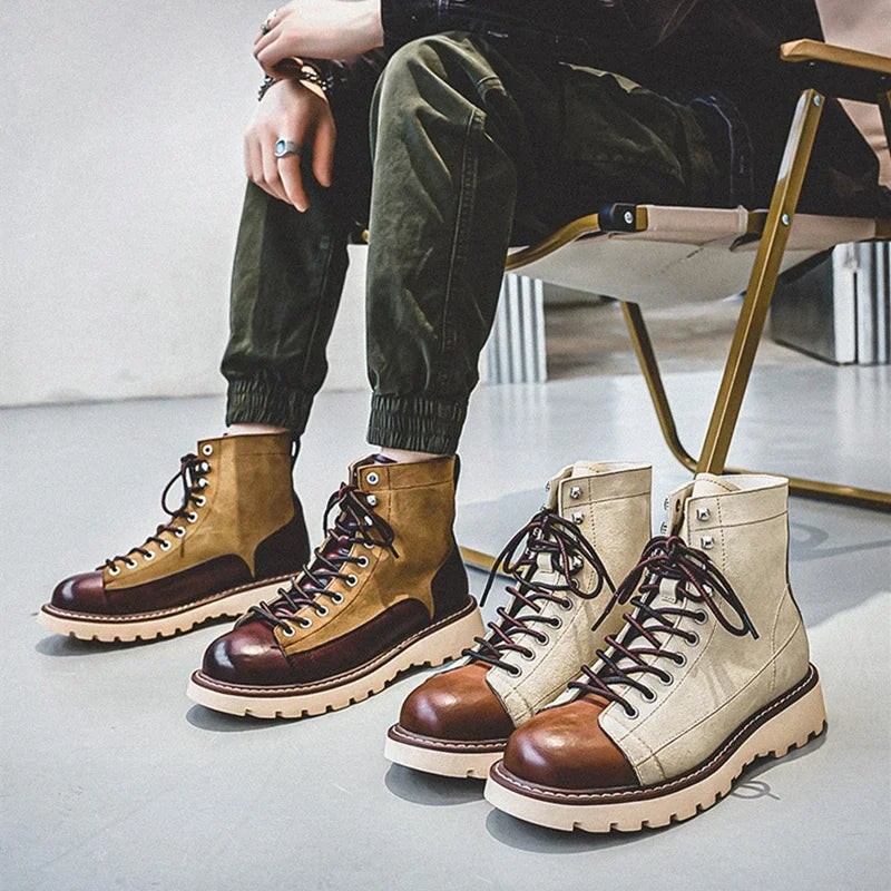 Handmade Autumn Winter New British Business Men Casual Leather Shoes Dress Cow Suede Ankle Boots Tooling Outdoor Desert Boots