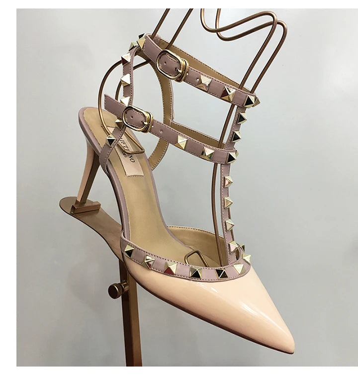 Nude Black Woman heeled sandals Summer Slingbacks High Heels luxury Leather Fashion Brand Designed sandals elegant Prom Shoes