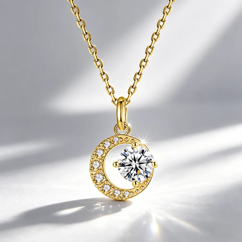 0.5ct-1.0ct VVS1 D Color Moissanite Necklace 925 Soild Sterling Sliver Chain with Certificate Fine Jewelry for Woman Jewelry