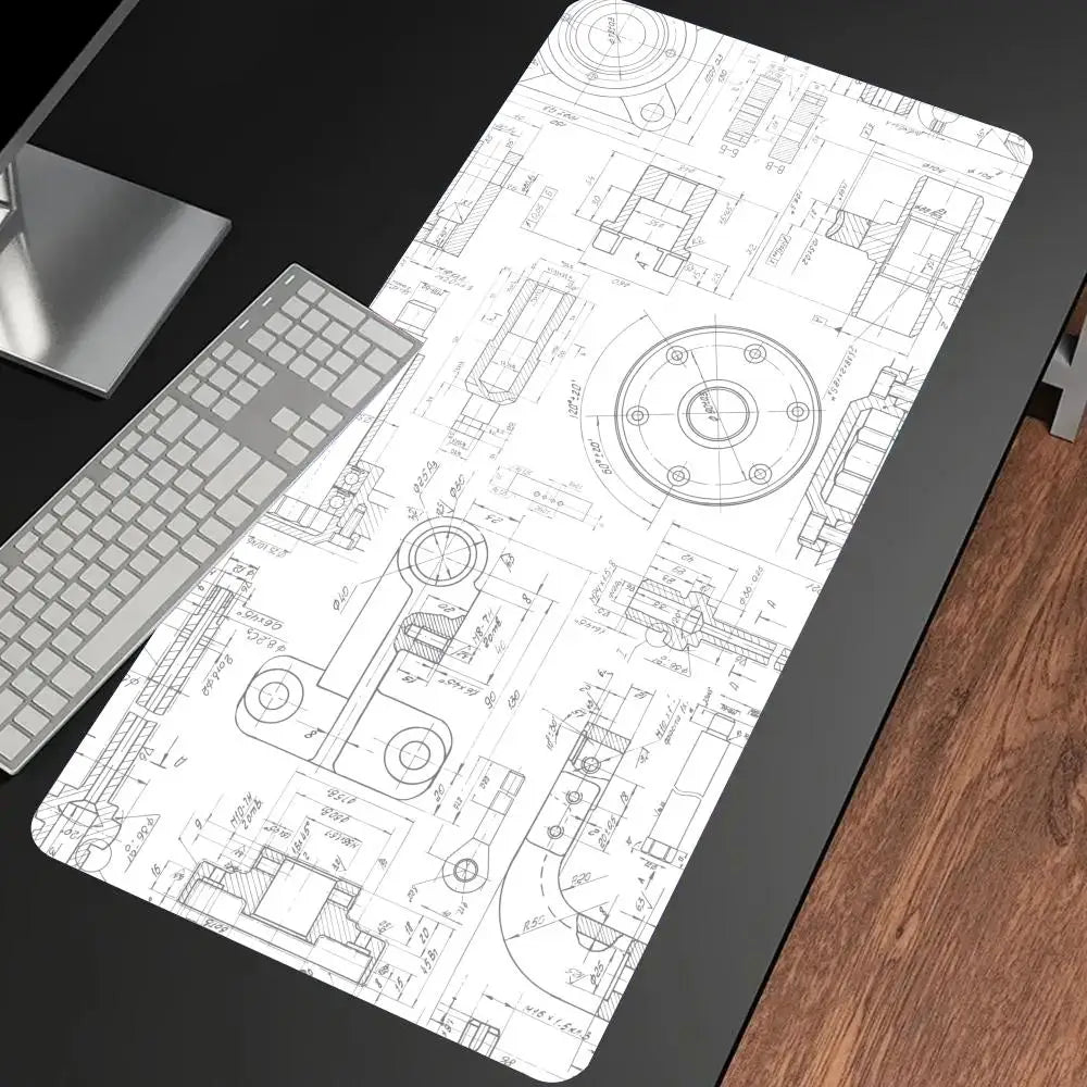 Mechanical Drawing Mouse Pad Gaming Accessory Large HD Mousepad XXL MousePad Natural Rubber Carpet Non-Slip Table Mat Office Rug