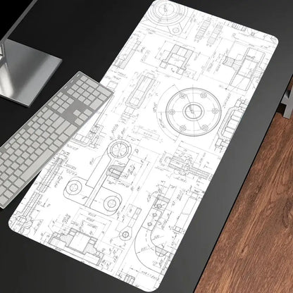 Mechanical Drawing Mouse Pad Gaming Accessory Large HD Mousepad XXL MousePad Natural Rubber Carpet Non-Slip Table Mat Office Rug