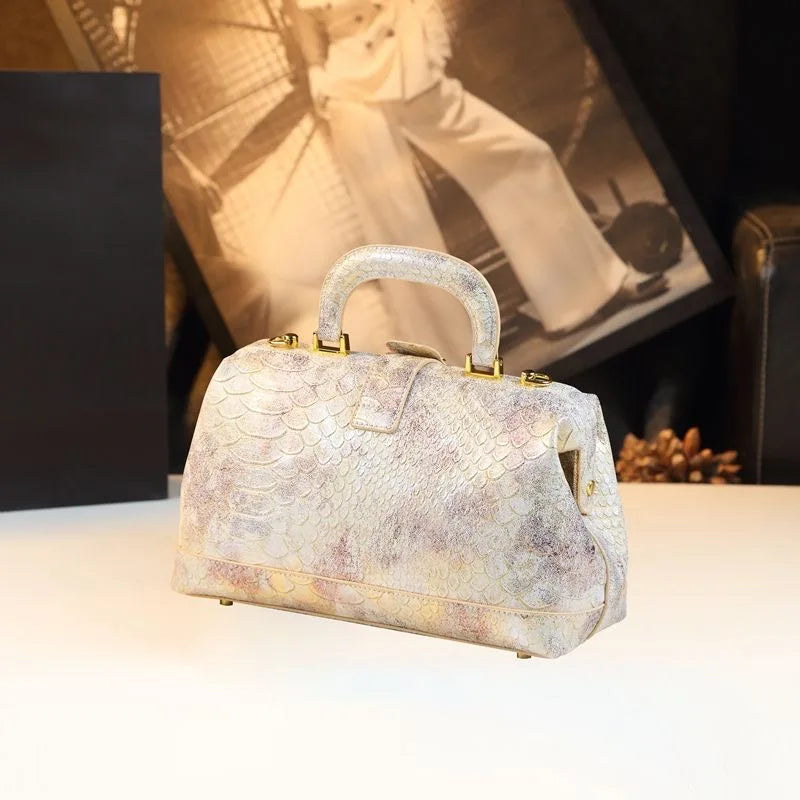 2025 New Retro Snakeskin Pattern Hand Bill of Lading Shoulder Crossbody Dragon Scale Pattern Bags for Women
