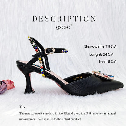 QSGFC High Quality Women's Pumps And Bag Silver Color Full Of Rhinestones High-Grade Materials For Nigerian Wedding Party