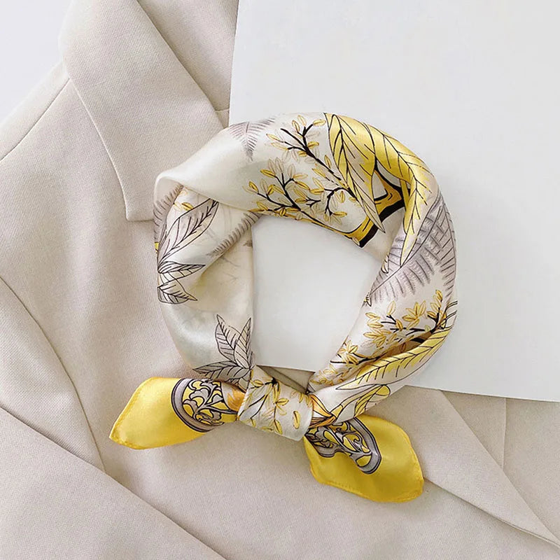 Silk Scarf For Bag Lady Neck Tie 100% Silk Scarf Luxury Brand Print Flower Stripe Plaid Dot Bandana Hair Tie Handkerchief Gifts