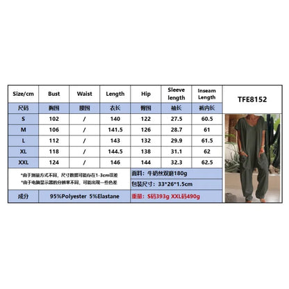 Women Summer Solid V Neck Jumpsuit European Hot Oversized Pockets Low Crotch Loose Rompers Ladies Casual Daily Outfit
