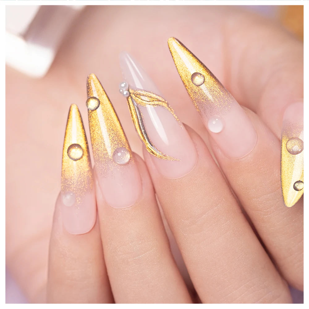 7.5ml Golden Light  Magnetic Gel Golden Gems Magnetic Gel Nail Polish Cat Nail Sparkling Glitter Semi Permanent Varnish