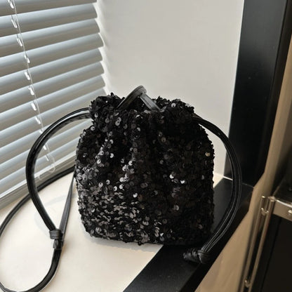 Shiny Sequin Drawstring Shoulder Bags for Women, Mini Crossbody Purse ,Sparkly Evening Handbag Suitable for Party Night Out