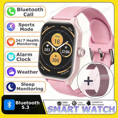 2026 New Smart Watch Bluetooth Call Message Reminder 24 Hour Health Monitoring Smart Watch Gift for Men and Women