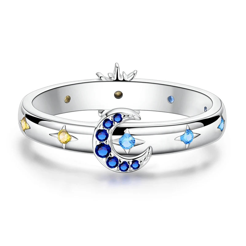 LAZA 925 Sterling Silver Colorful Rings Sparking Zirconium Bowknot Moon Sun Original Ring For Women Anniversary Wedding Gifts