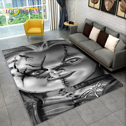 Horror Movie Character Chucky Saw Cartoon Area Rug,Carpet Rug for Living Room Bedroom Sofa Doormat Decoration Non-slip Floor Mat
