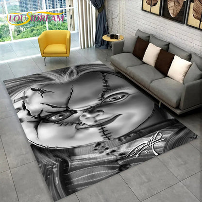 Horror Movie Character Chucky Saw Cartoon Area Rug,Carpet Rug for Living Room Bedroom Sofa Doormat Decoration Non-slip Floor Mat