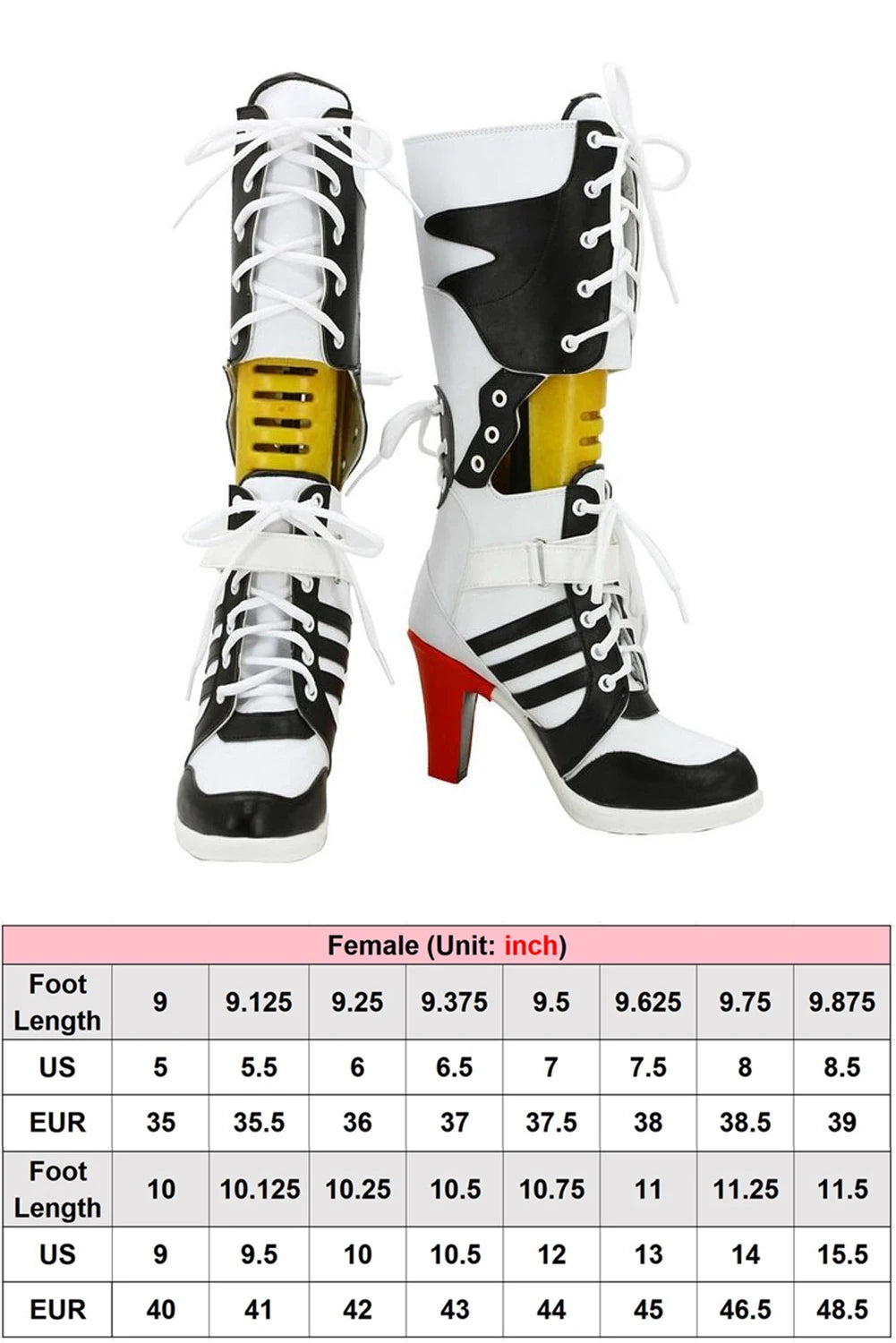 Fantasia Super Villain Quinzel Shoes Cosplay Long Boots Women Disfraz Costume Accessories Female Halloween Carnival Footwear
