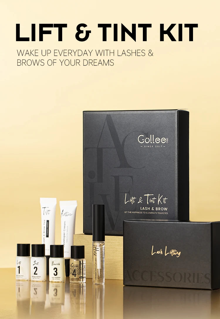 Gollee Lash and Brow Curling Perm Kit Natural Eyelash Lifting Perm Treatment Makeup Long Lasting 4-6 Weeks For Lash Curler Perm