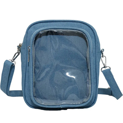 New Denim Ulzzang Ita Bags Female Transparent Badge Doll Show Crossbody Shoulder Bag Individuality Designer 2 Sides Bolso Mujer