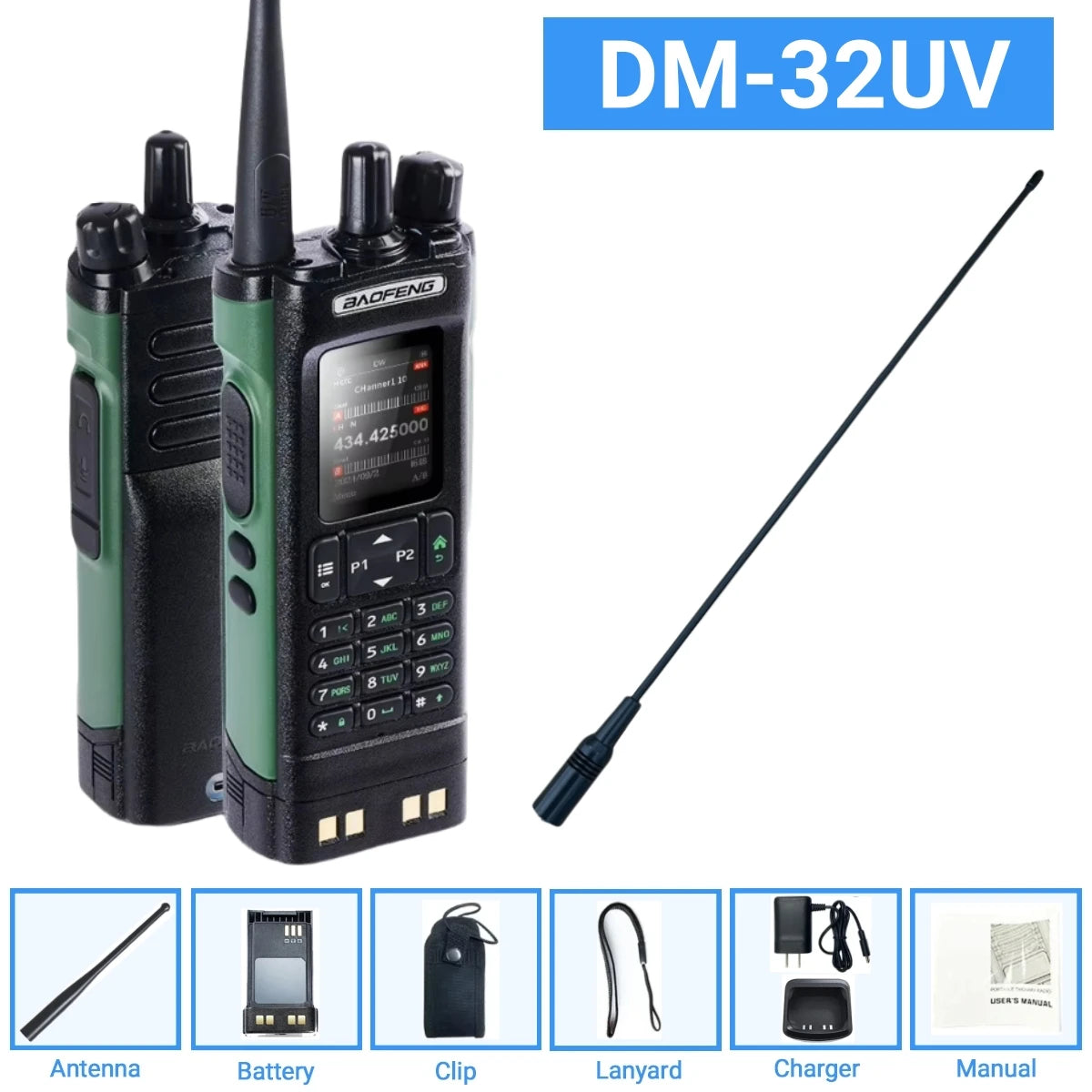 DMR GPS 10W DM-32UV BAOFENG DM32 Walkie Talkie Multi Band TDMR Dual Time Slot Wireless Copy Frequency Type-C AM/FM Two Way Radio